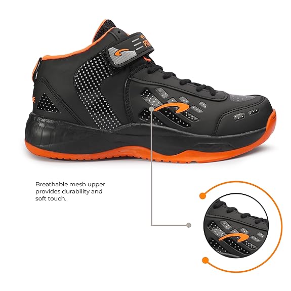 Pro ASE Basketball Shoes with Rubber Sole & Breathable Upper | Indoor & Outdoor Court | Shock Absorption Lining, Anti-Slip, Lightweight & Durable with Velcro for Best Fit | Men, Women & Unisex