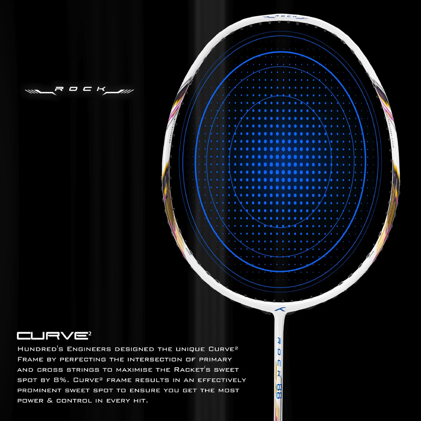 Hndrd Rock 88 Badminton Racket 32 lbs